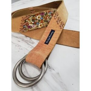 Lucky Brand Leather Belt Boho Hippie Suede Patchwork Festival Fairy Whimsical